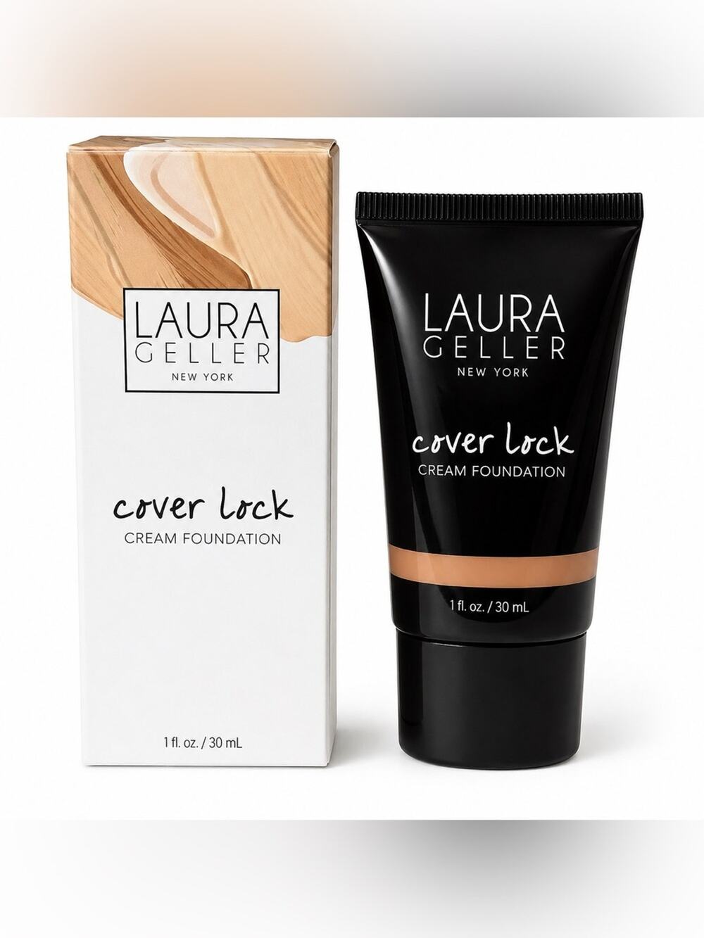 NIB Laura Geller Cover Lock Cream Foundation Tan Full Coverage 1 oz 30 mL